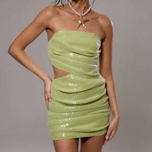 Sequin Lime Green Strapless Dress
